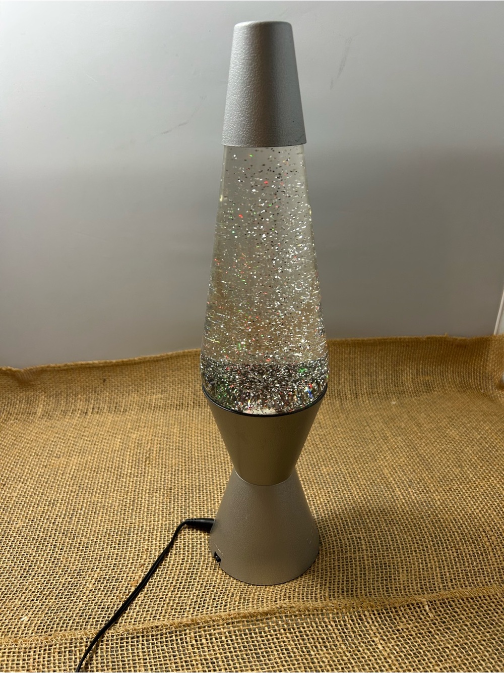 Lava Lamp Silver Glitter Sparkle Silver Base 14” Working Multi Color